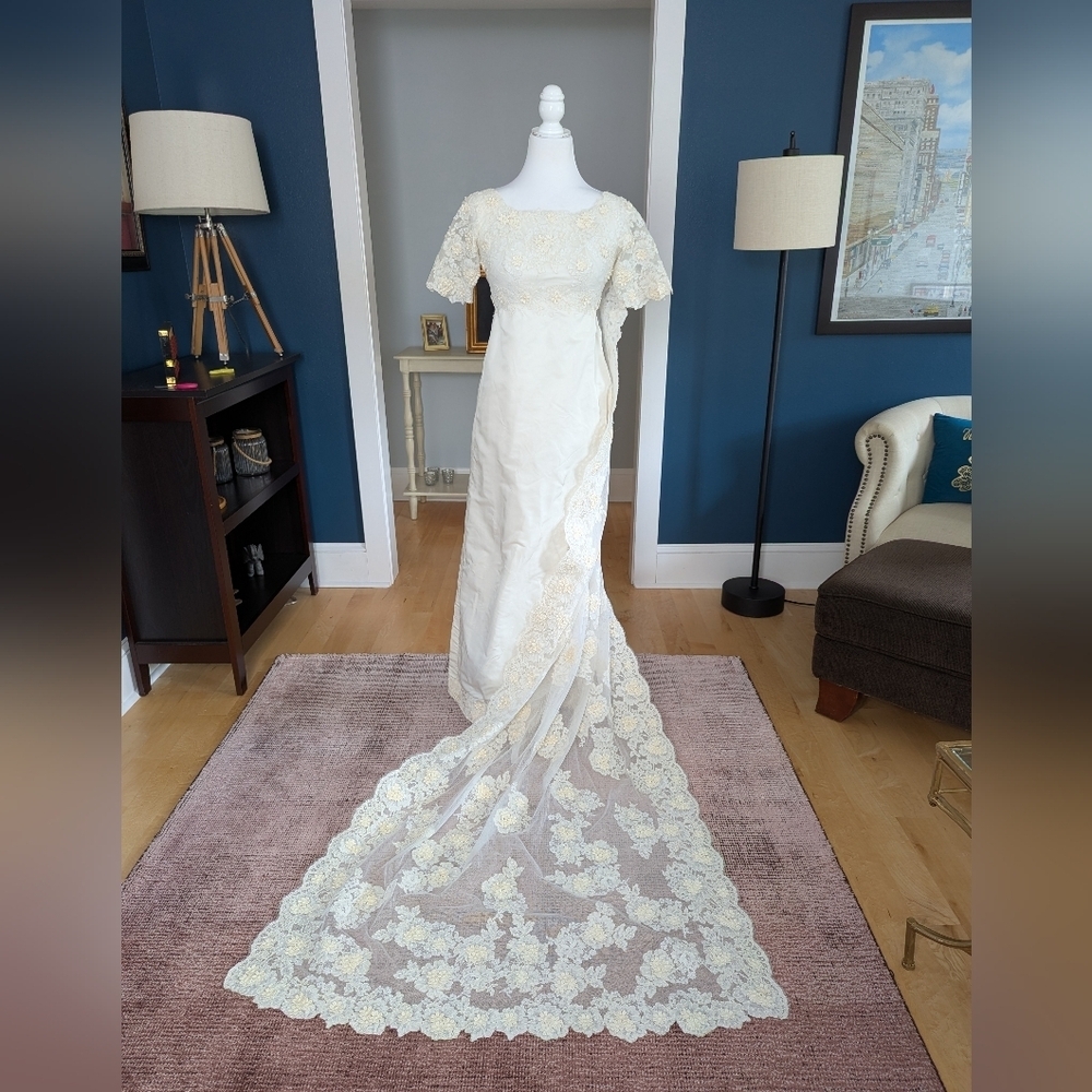 Vintage Bonwitt Teller Priscilla Of Boston 1960's Ivory Wedding Dress Size 0-2